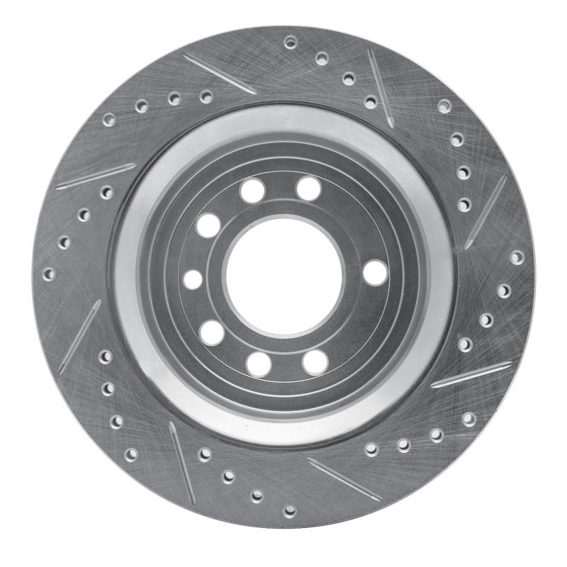 Saab 9-3X Brake Rotor (1) - Rear Left - R1 Concepts - Drilled & Slotted - Silver - `08-`11